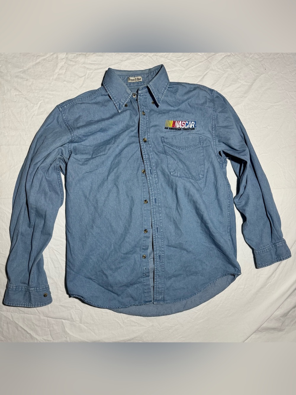 Vintage Nascar x Forest & Hue Jean Shirt Size Medium Made In Hong Kong